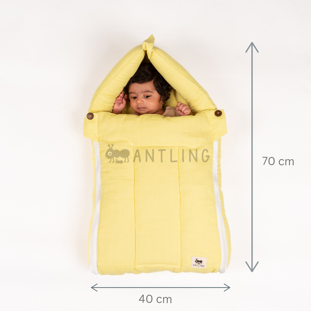 SoftNest - Premium Muslin Baby Nest cum Bed Set - Yellow