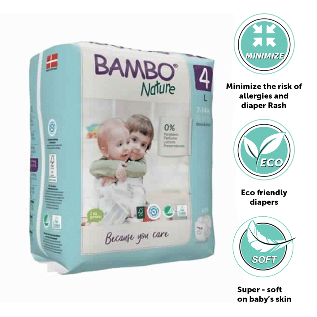 Eco-Friendly Tape Diaper with Wetness Indicator - L