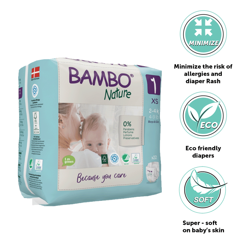 Eco-Friendly Tape Diaper with Wetness Indicator - XS