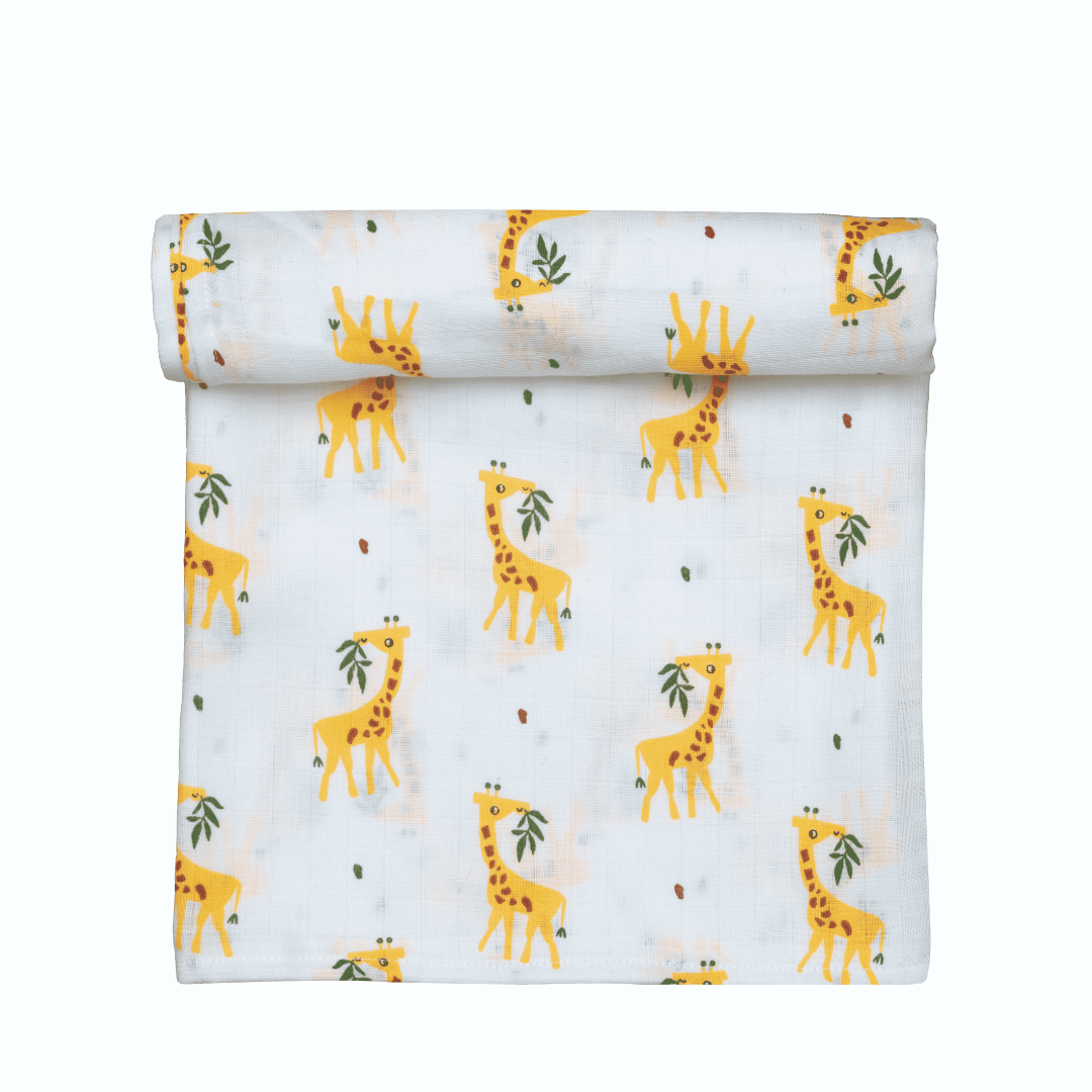 Muslin Baby Bath Towel - Yellow Giffy