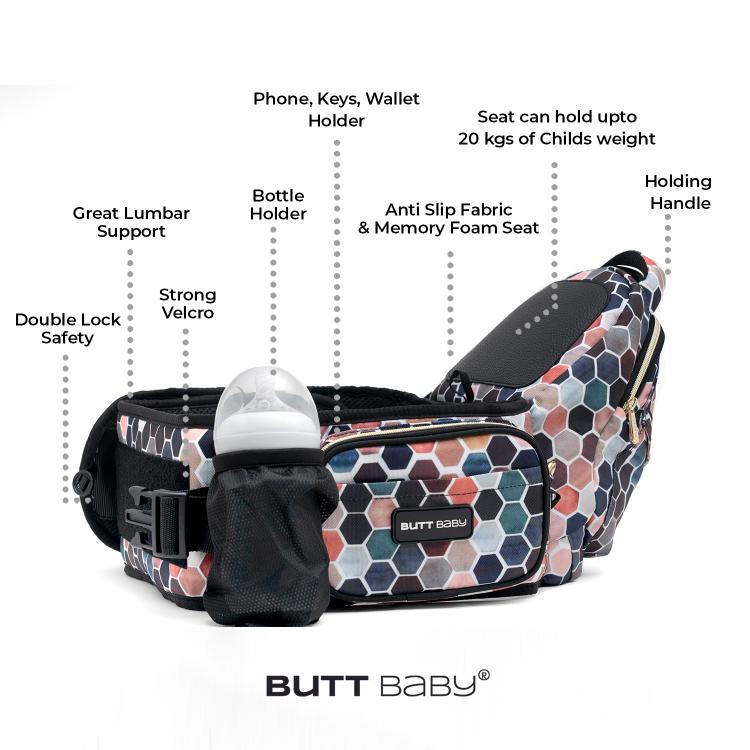 Baby Carrier with Hip Seat and InBuilt Mini Diaper Bag