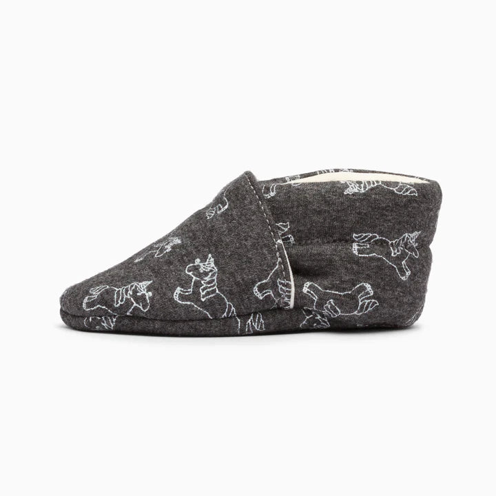 Unicorn Cotton Baby Shoe - Grey and Light Pink