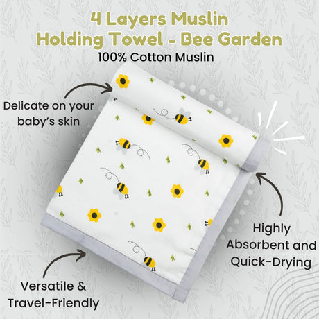 4 Layers Muslin Holding Towel - Bee Garden