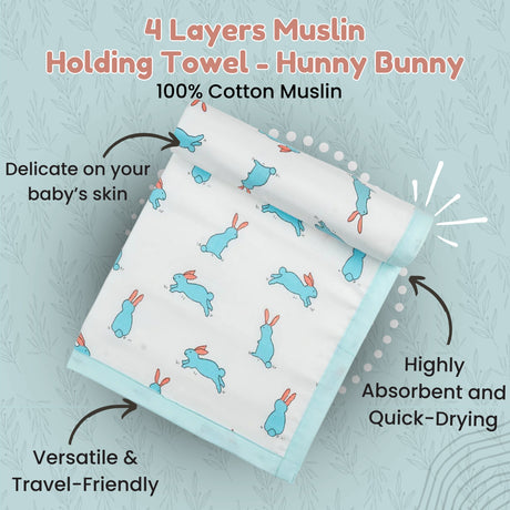 4 Layers Muslin Holding Towel - Hunny Bunny