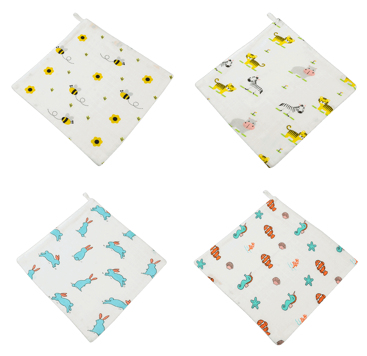 Muslin Wipes (3 layers) - Pack of 4 prints