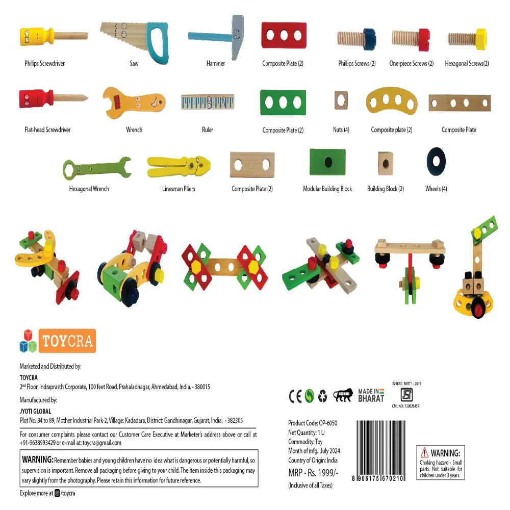 Open Ended Wooden Toolkit Suitcase