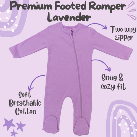 Premium Footed Rompers - Lavender