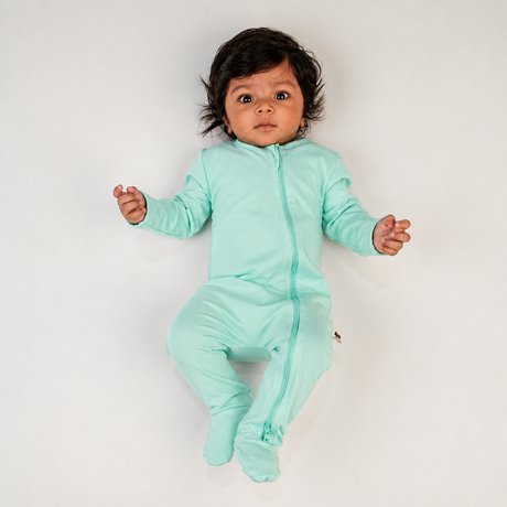 Premium Footed Rompers - Cyan