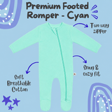 Premium Footed Rompers - Cyan