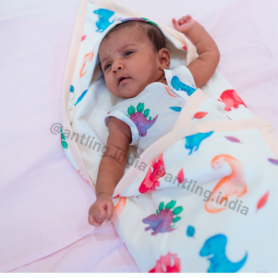 Premium 8 Layers Muslin Receiving Blanket - Dino World