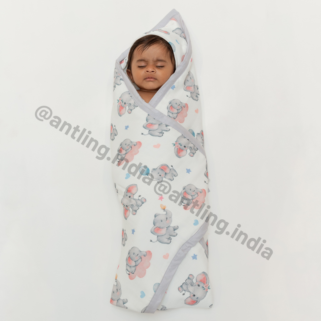 Premium 8 Layers Muslin Receiving Blanket - Elephant Dreams