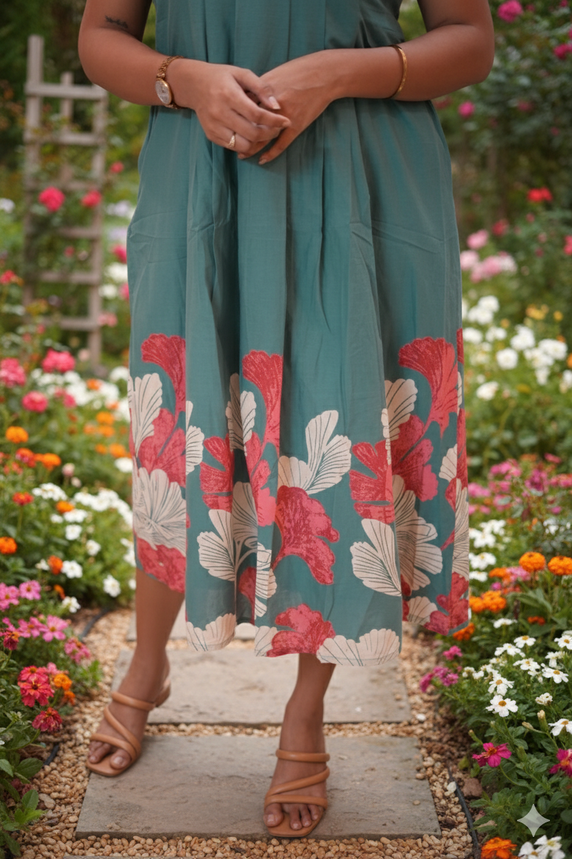 Frock-Aquamarine Maternity Feeding Dress