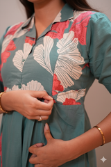 Frock-Aquamarine Maternity Feeding Dress