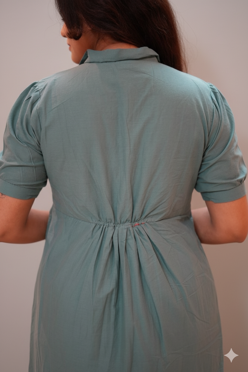 Frock-Aquamarine Maternity Feeding Dress