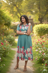 Frock-Aquamarine Maternity Feeding Dress
