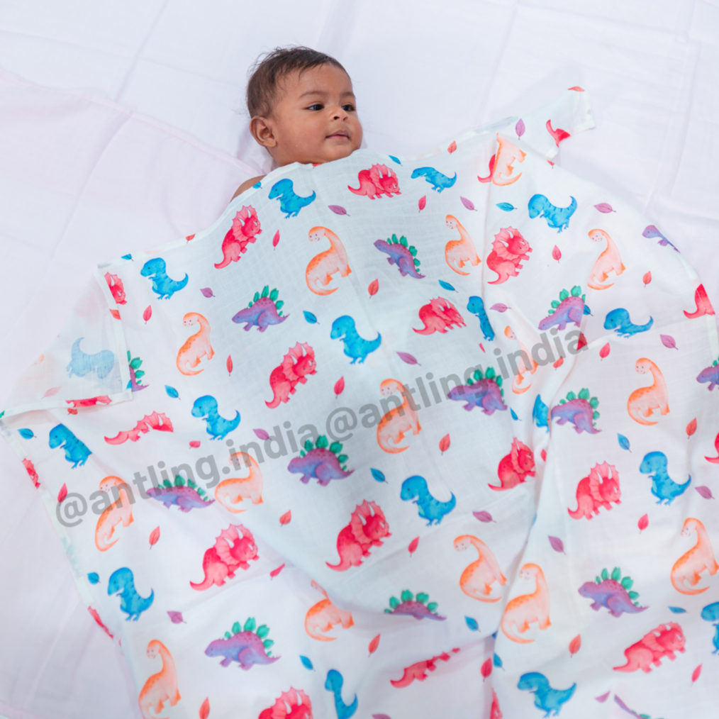 Premium Muslin Swaddle- Dino World