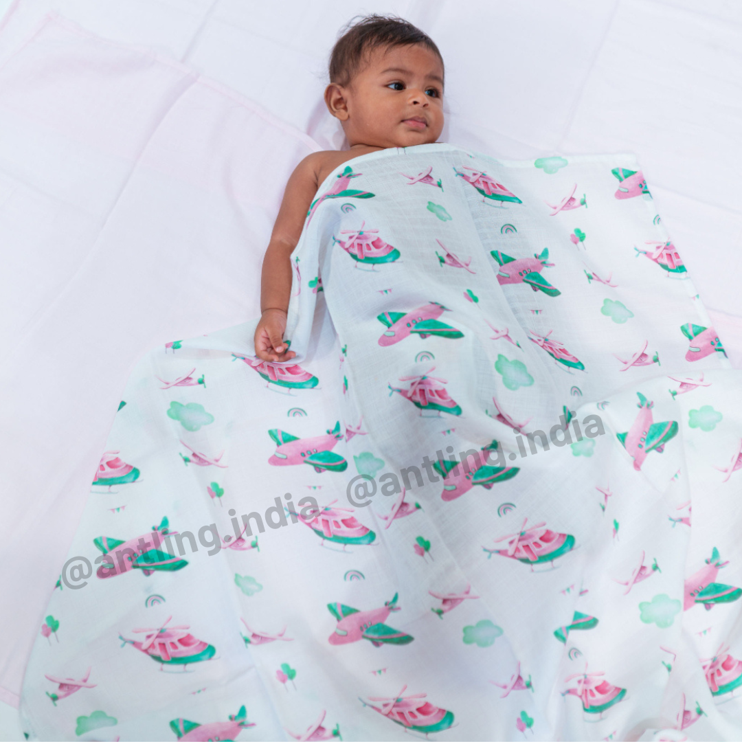 Baby Muslin Girl Muslin Cloths 6-Pack Baby Girls Pink Muslin Burp