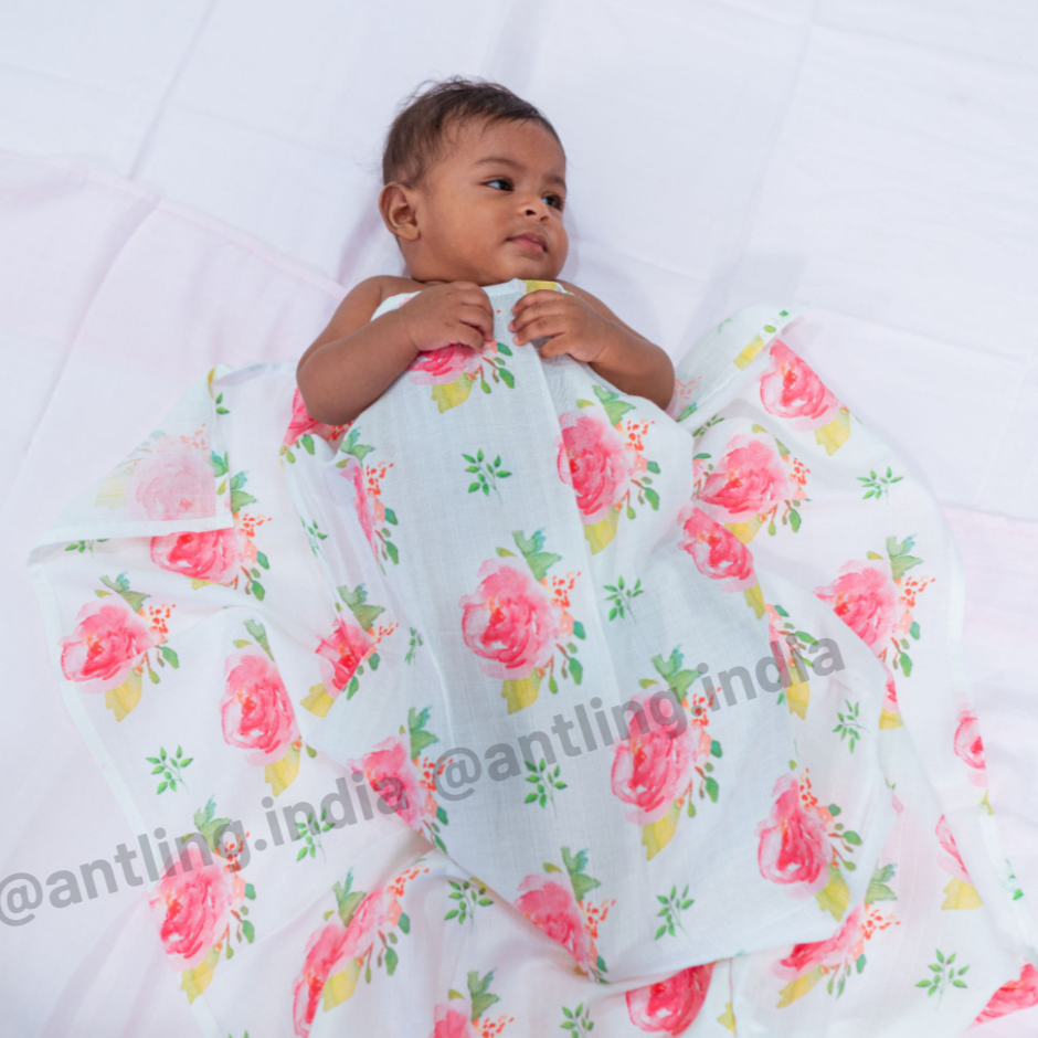 Premium Muslin Swaddle- Rose Garden