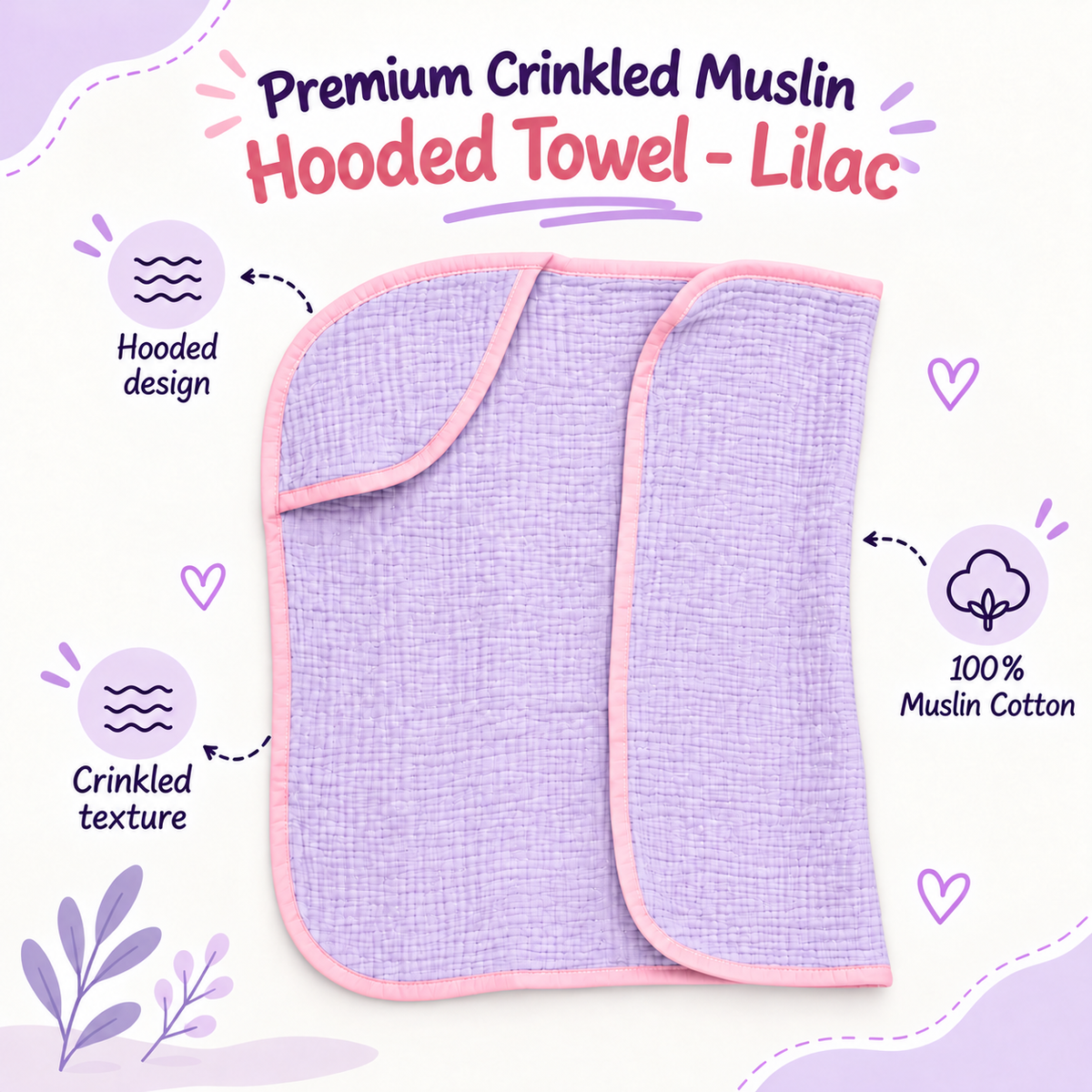 Premium Crinkled Muslin Hodded Towel