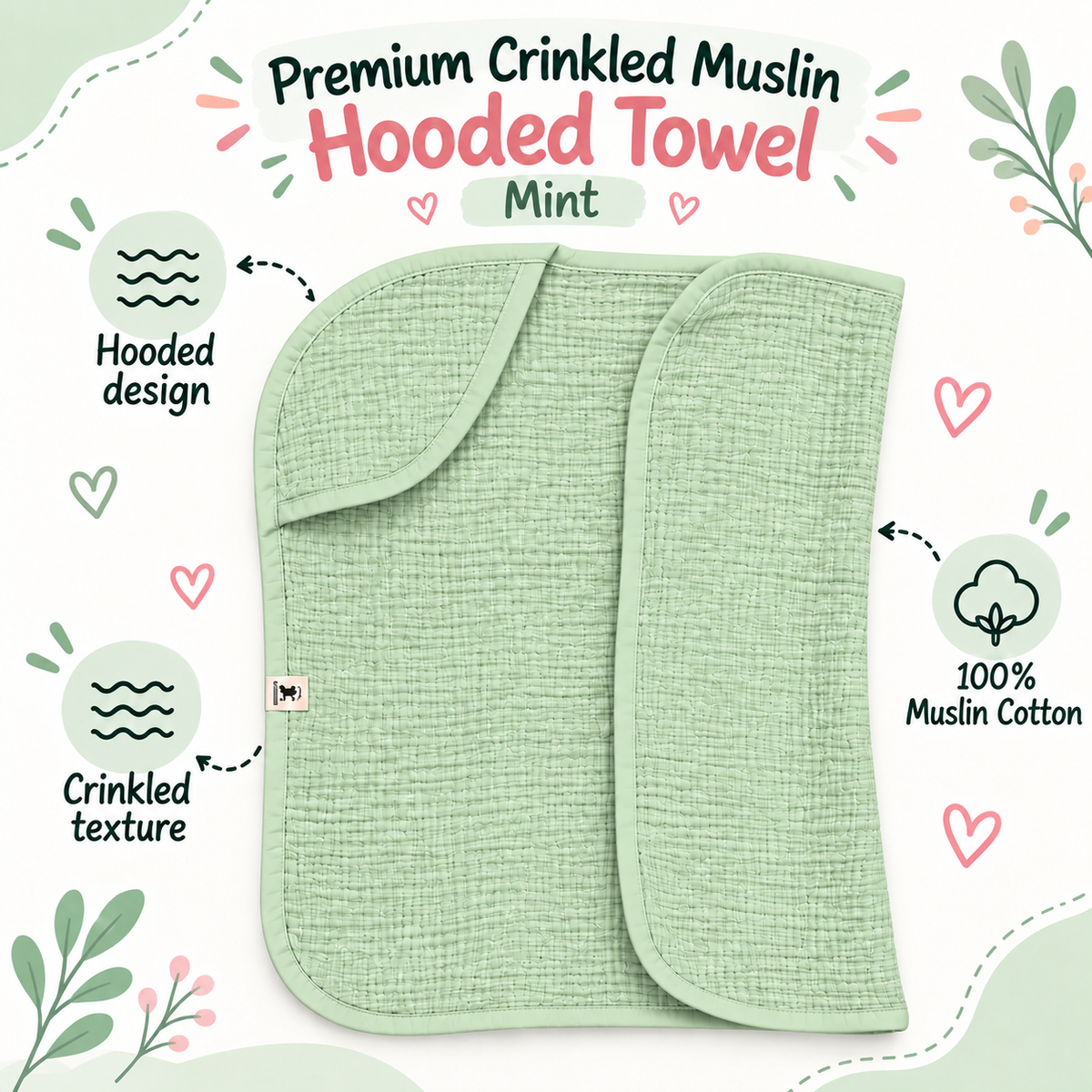 Premium Crinkled Muslin Hodded Towel