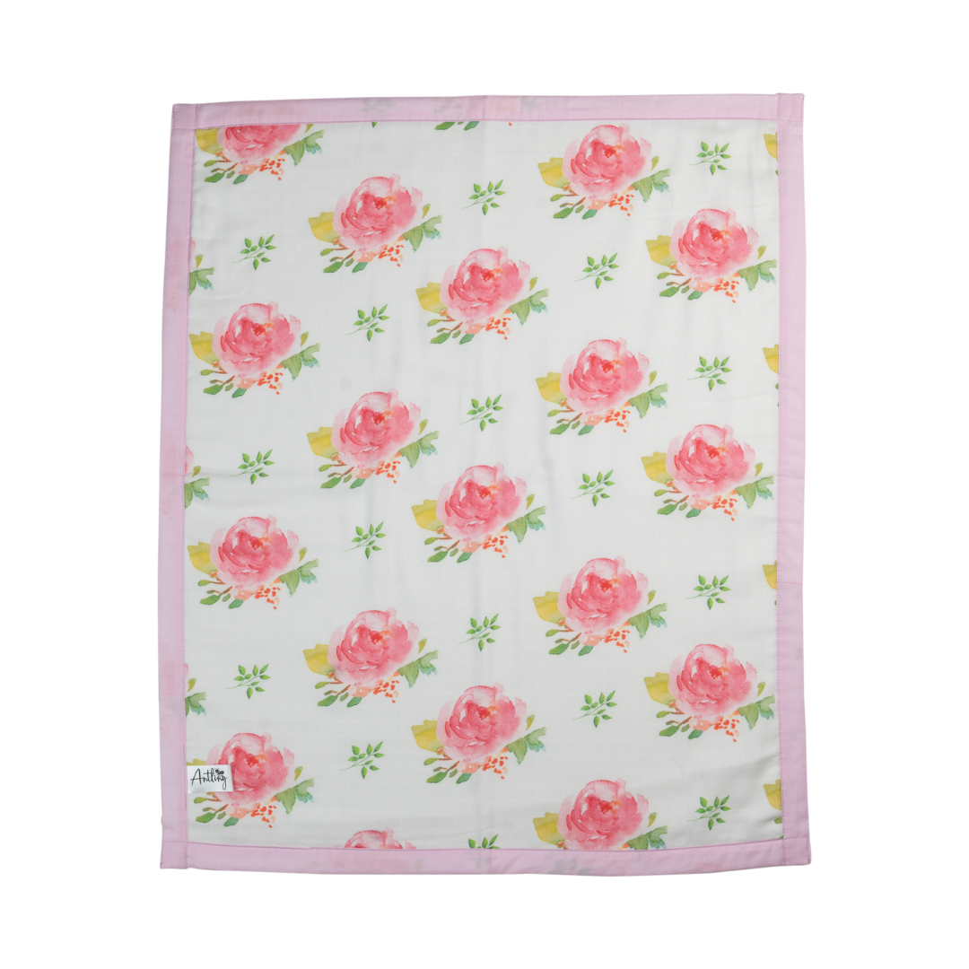 Premium Muslin Toddler Blanket (4 layers) - Rose Garden