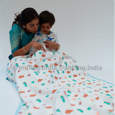 Muslin Toddler Blanket (4 layers) - Sea World